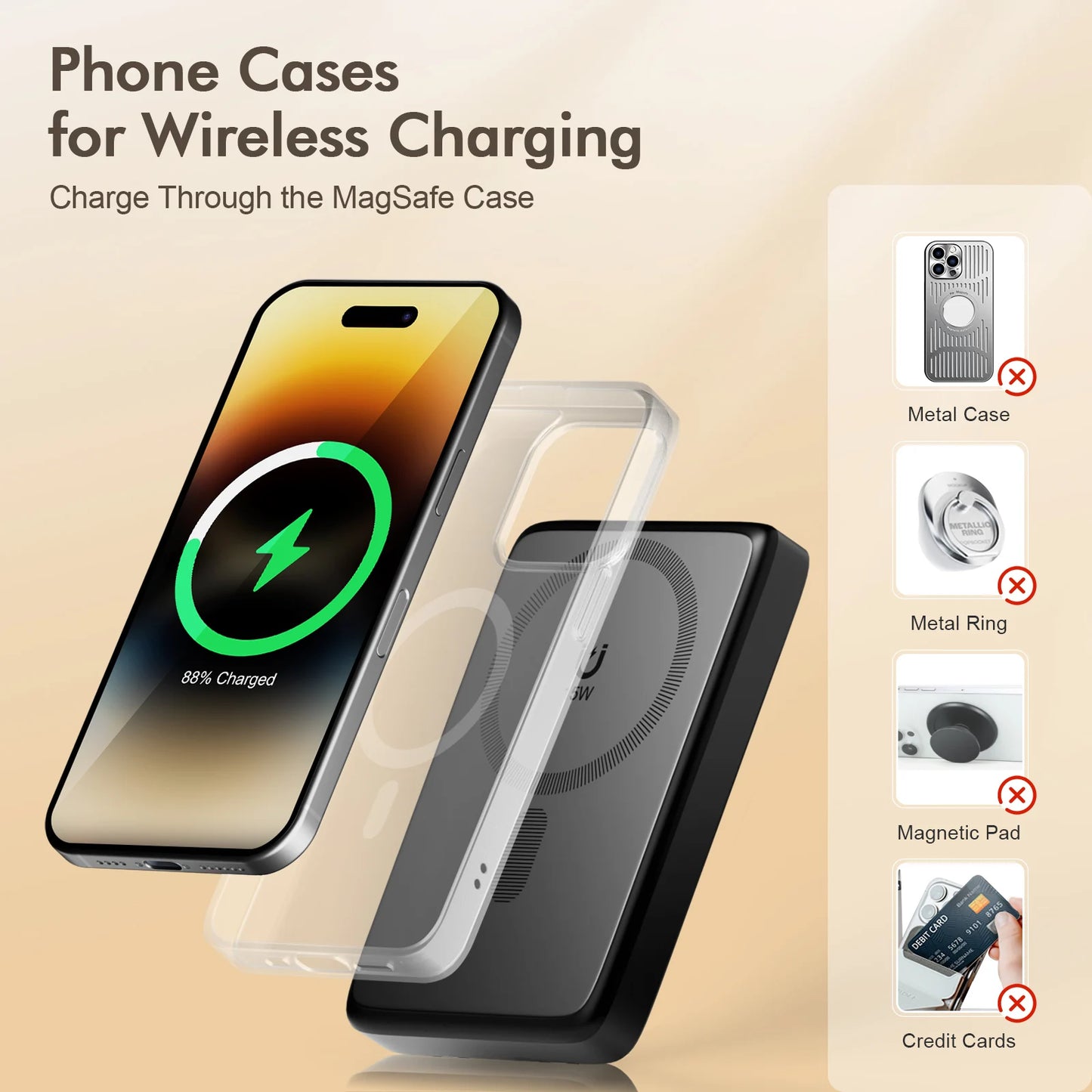 Portable 10000mAh Magnetic Wireless Power Bank For iPhones
