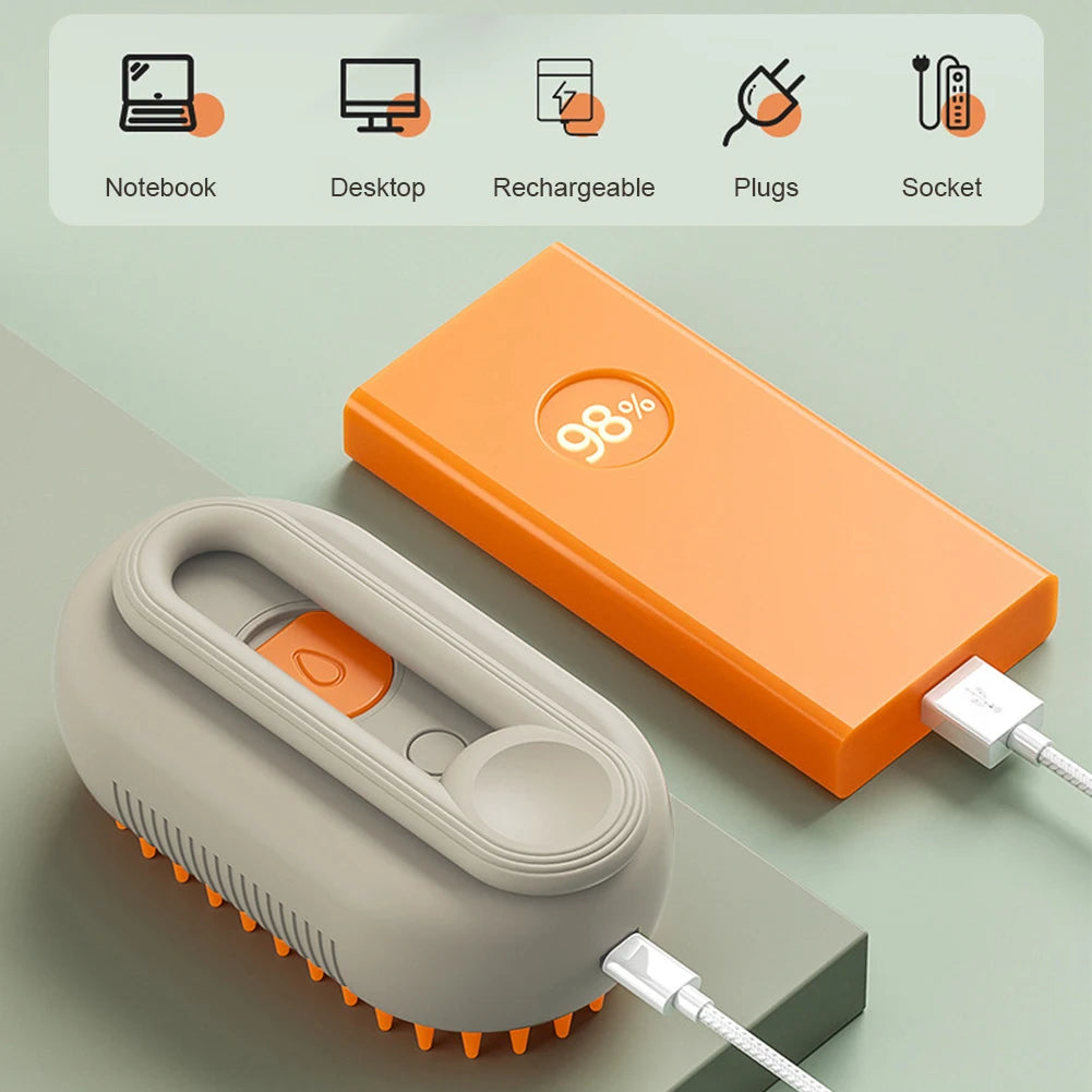 3-In-1 USB Rechargeable Pet Grooming Brush With Water Spray