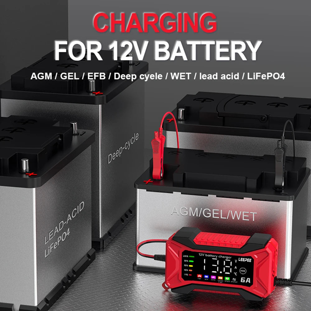Automatic Smart Car Battery Charger Digital Lcd Pulse Repair Device