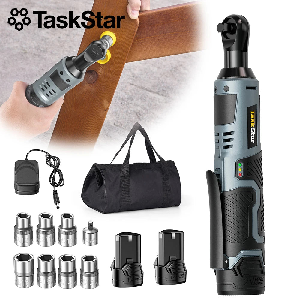 Taskstar Cordless Electric Ratchet Wrench Kit With Powerful Torque