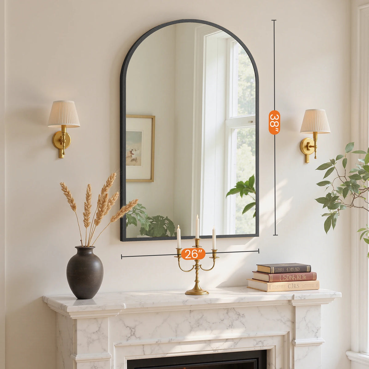 MCQ Arched Wall Mount Bathroom Mirror With Aluminum Frame