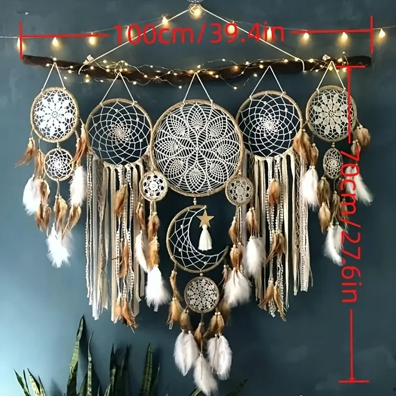 Dream Catcher Set Handcrafted Moon Dream Chaser Bohemian Wall Decor