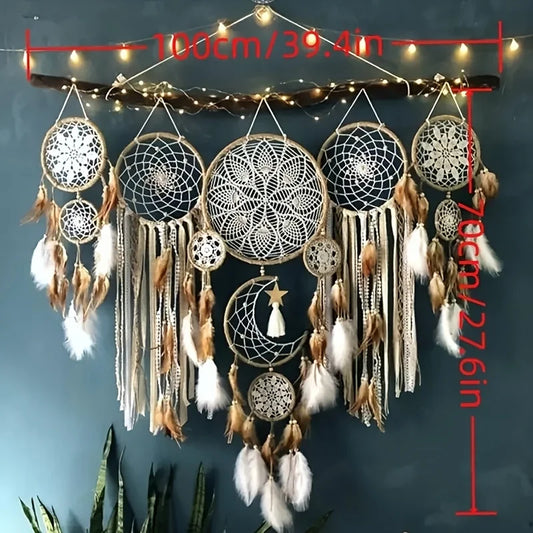 Dream Catcher Set Handcrafted Moon Dream Chaser Bohemian Wall Decor
