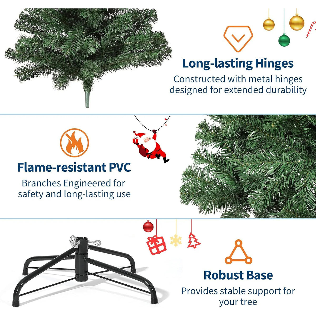 ANIXOL Unlit Artificial Spruce Christmas Tree With Realistic Branches