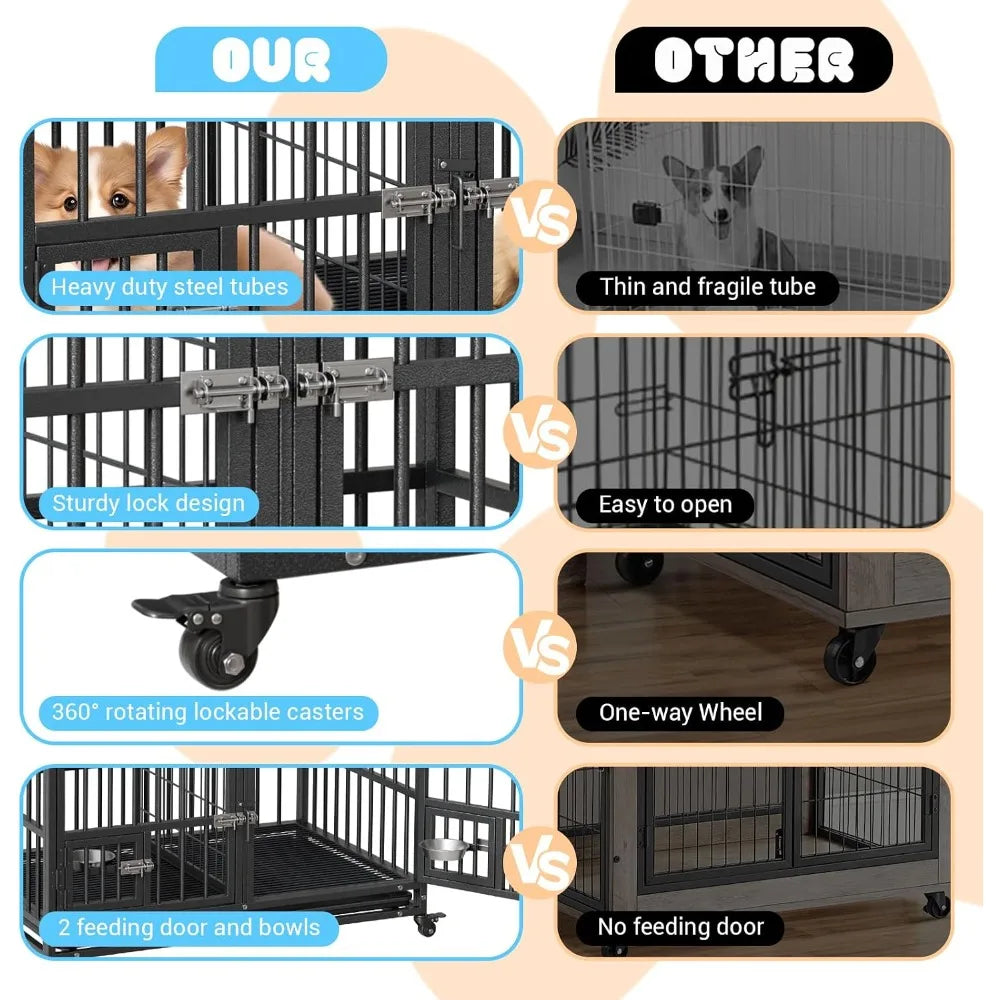 Garvee Heavy Duty Metal Dog Crate Featuring Removable Tray Locks