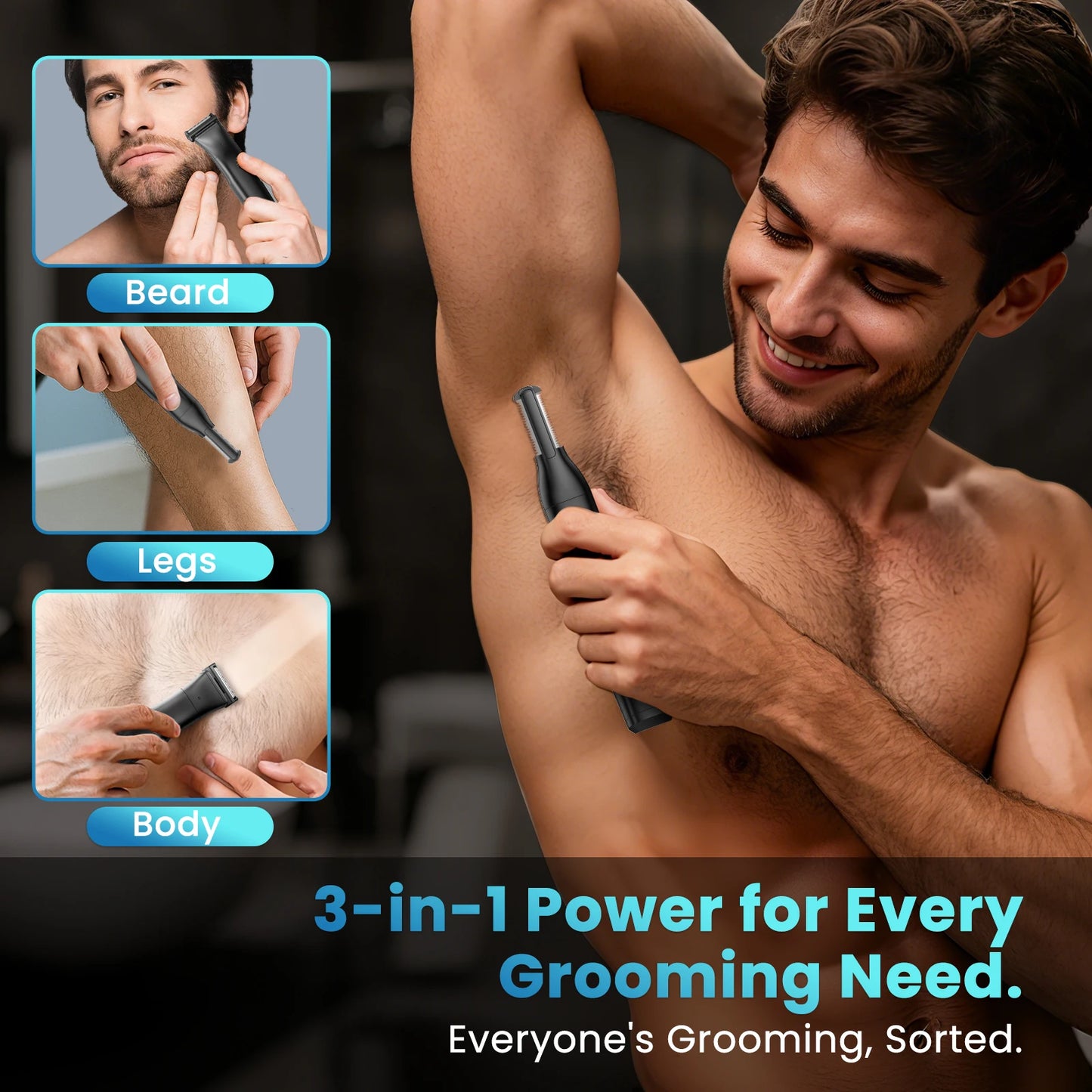 MAXGROOM 3 In 1 Body Hair Trimmer And Shaver IPX6Waterproof